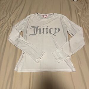 Juicy Couture Crystal Embellished White Long Sleeve Tee